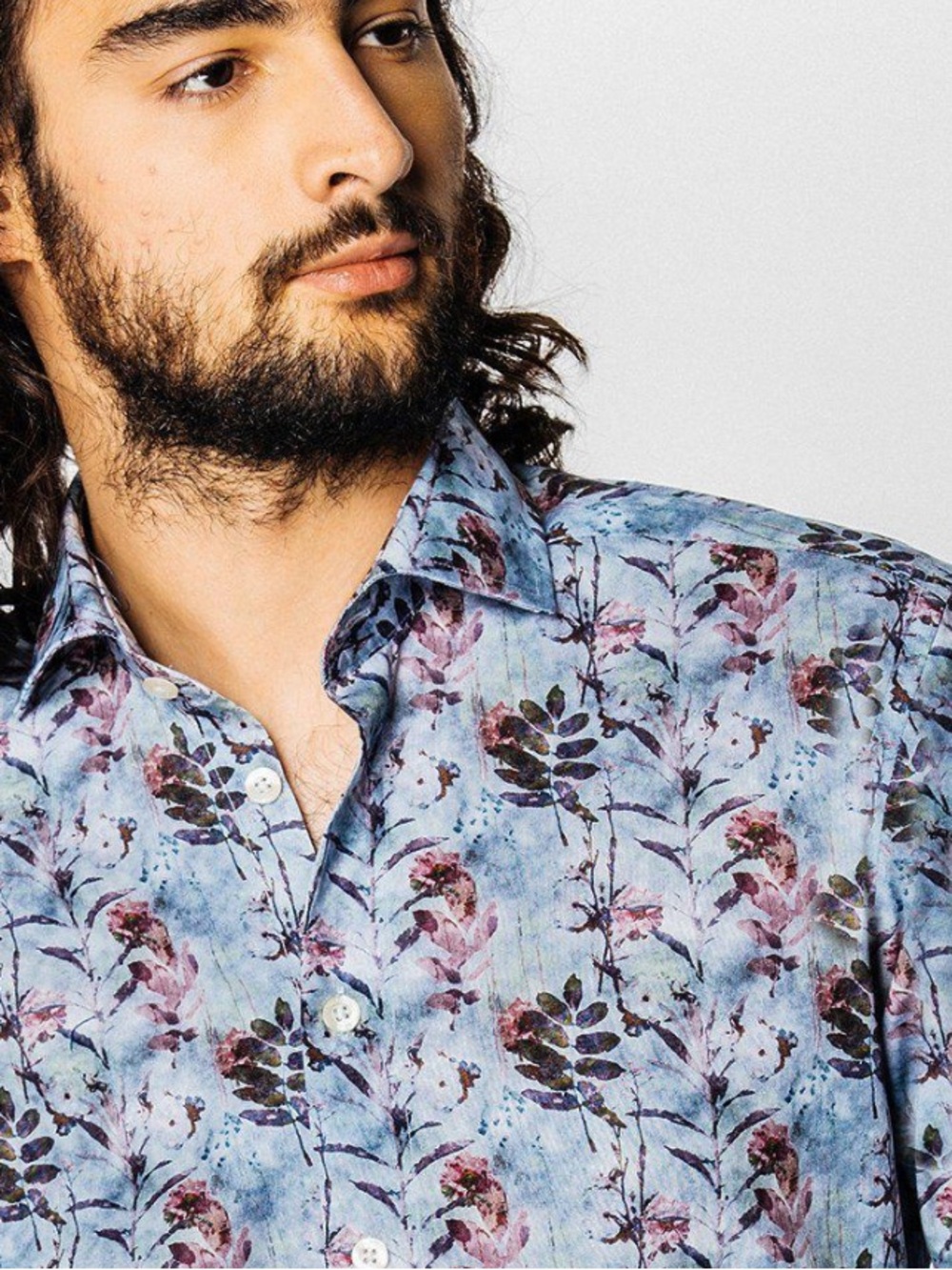 Blake Mill long-sleeve button-down shirt featuring an intricate floral print XL